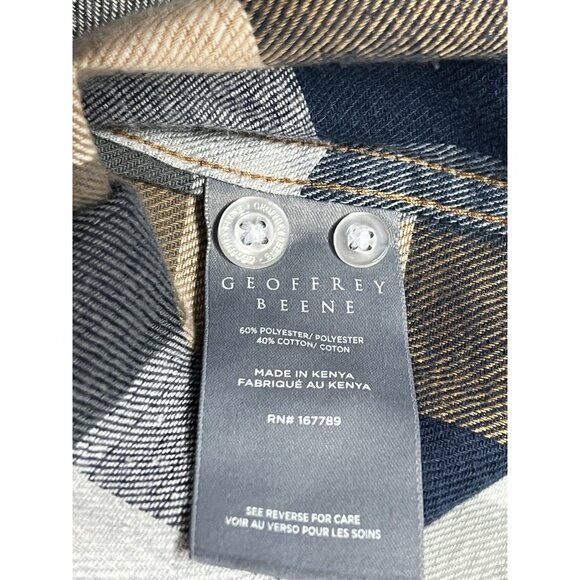 Geoffrey Beene Button-Up Check Flannel - Neutral Colors - Men's Small - NWT - Picture 9 of 11